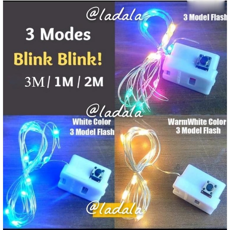 Lampu LED KAWAT FAIRY Light 1 / 2 / 3  Meter dengan BATERAI WATERPROOF Tumblr String Hias Dekorasi 1M 2M 3M Hiasan Bunga Pohon Natal Boneka Boba Anak LADALA