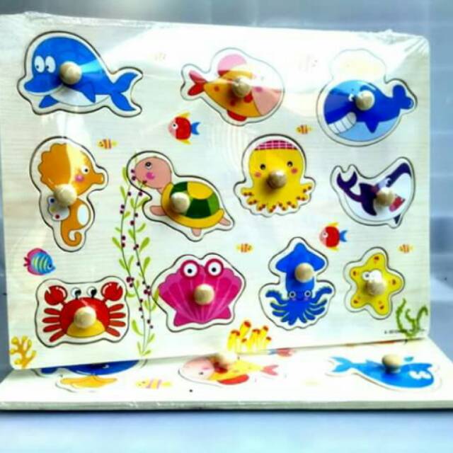 Puzzle knop hewan laut