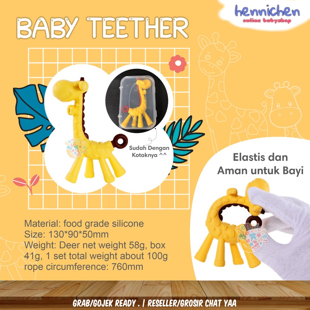 Teether Rattle berbentuk Mainan Jerapah Impor HIGH QUALITY INCLUED BOX