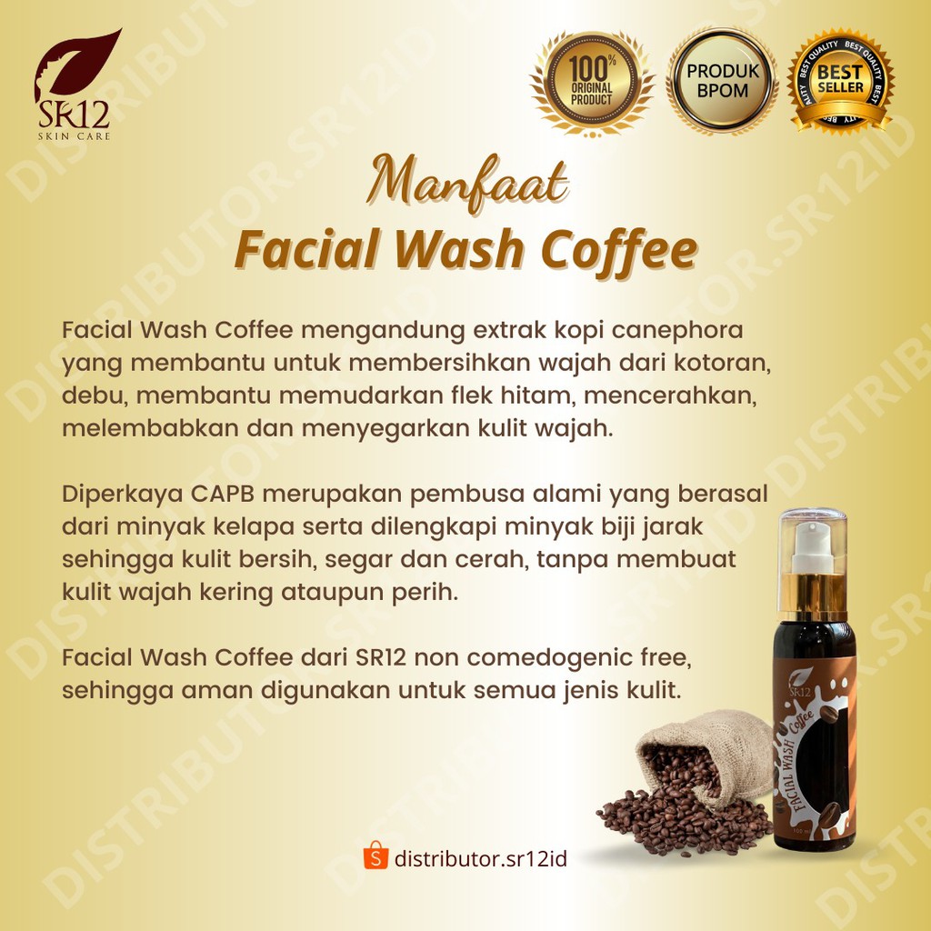 Facial Wash Coffee SR12 100 ml Sabun Muka Herbal Pembersih Wajah Flek Hitam Komedo Bekas Jerawat