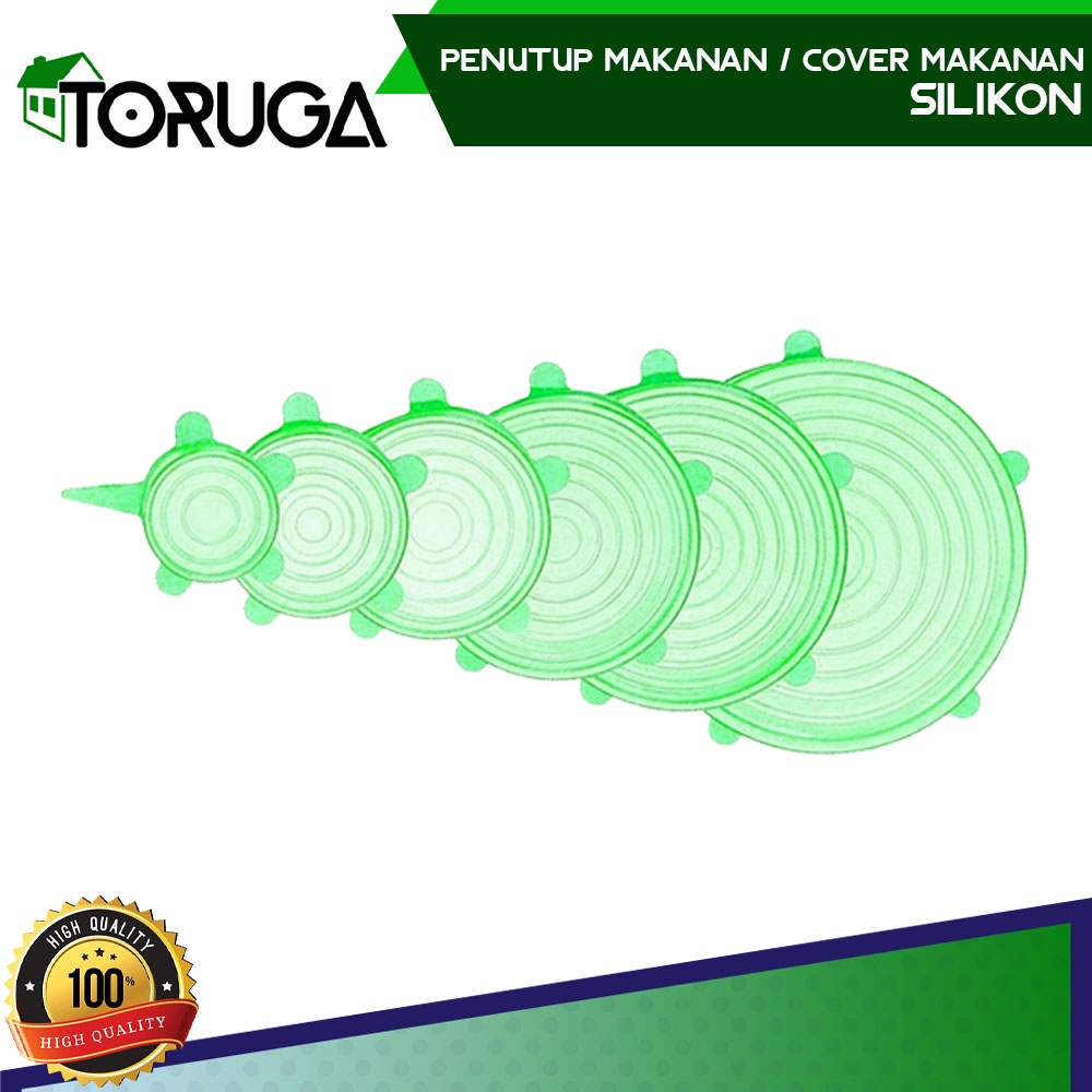 Penutup Makanan Silikon 6 in 1 Food Cover Lid Praktis Anti Tumpah Serbaguna