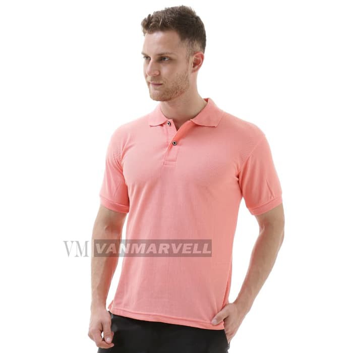 Kaos Polo Shirt Polos Pink Salem Peach Lengan Pendek - pink salem