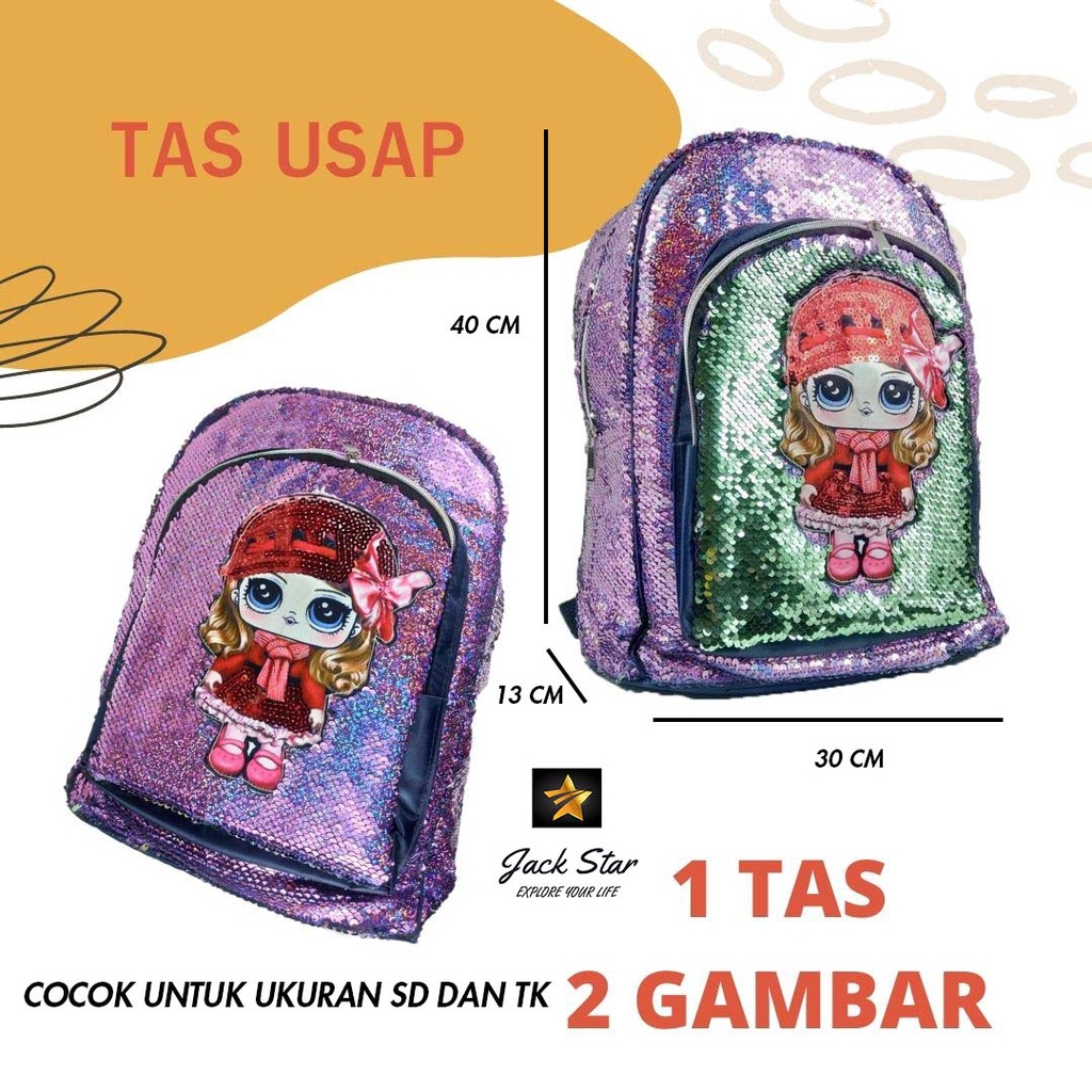 Tas Ransel Usap Anak Perempuan Tas Usap Jackstar Tas Ransel Usap Kartun 2 Gambar Tas Ransel Usap Anak SD Terlaris Termurah