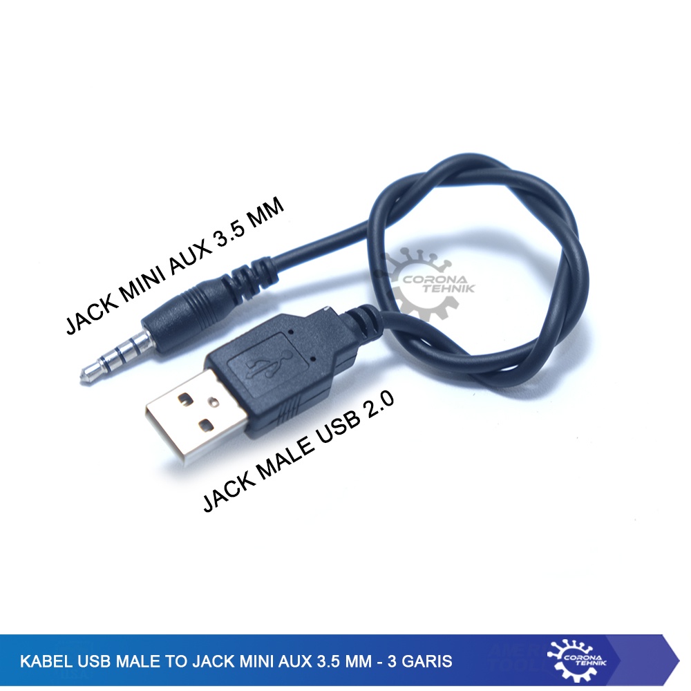 Kabel USB Male to Jack Mini AUX-3.5-mm 3-Garis