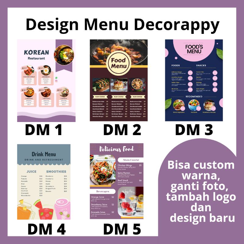 design menu / jasa menu makanan minuman kue hits / jika ingin cetak menu cek toko kami