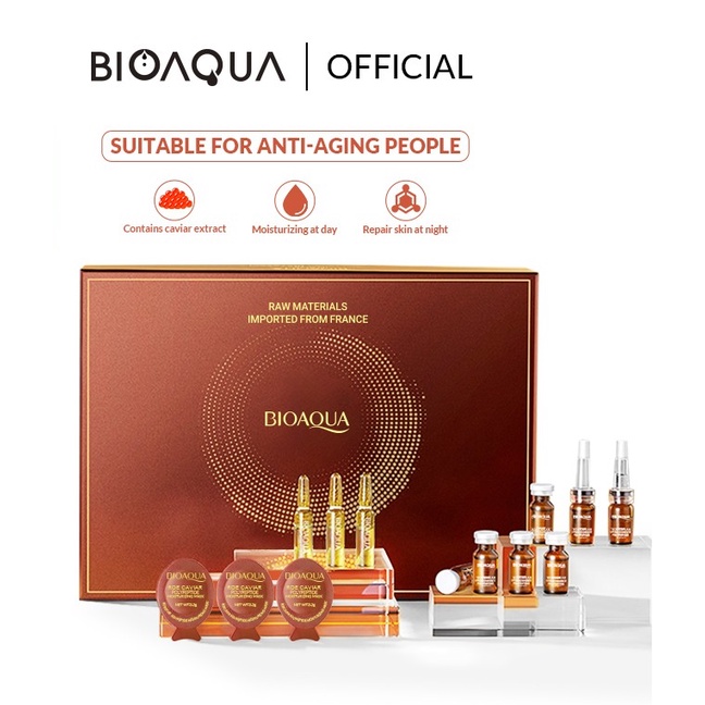 ✨ AKU MURAH ✨ BIOAQUA Roe Caviar Polypeptide Moisturizing Essence Set - Roe Caviar set BPOM PAKET