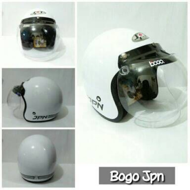 Helm Bogo Retro JPN Putih Glosy Kaca Bogo Original Impor