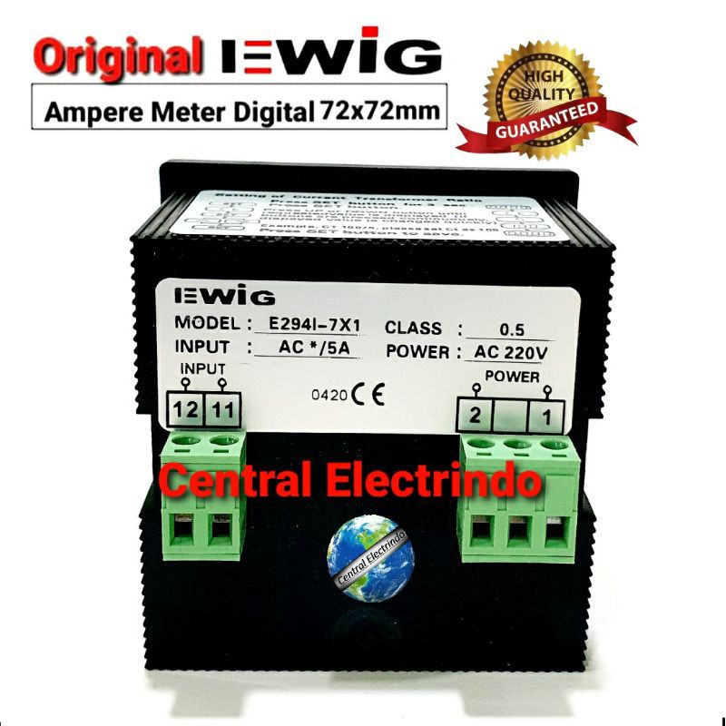 Ampere Meter Digital LED 72x72mm E294I Single Display EWIG.