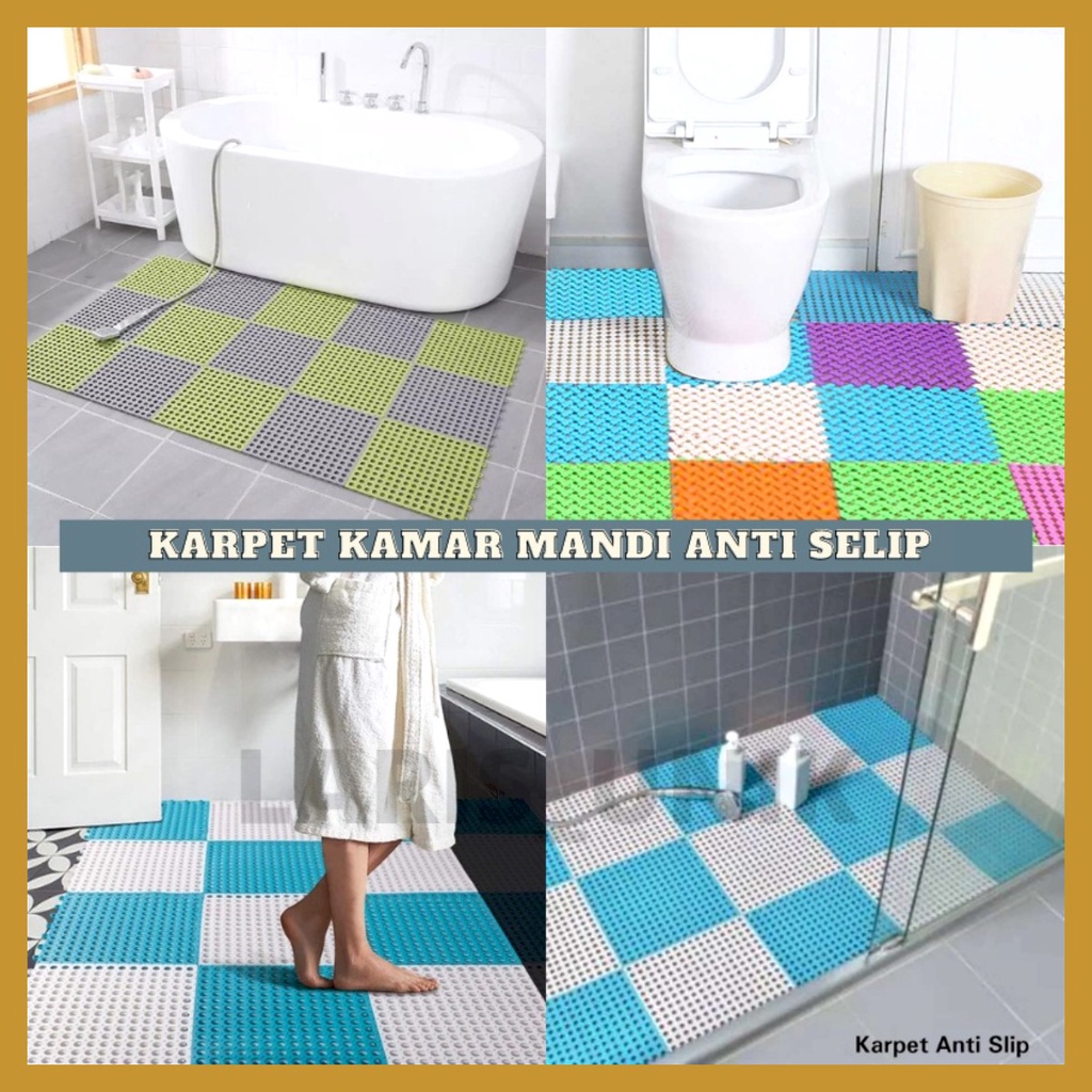 Karpet Kamar Mandi Anti Licin Keset Lantai Anti Slip Polkadot Dapur Mat Non-Slip Karpet Anti Licin Serbaguna GOSHOP88