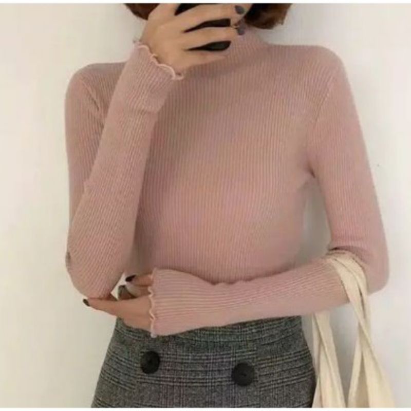 DAISY CURLY SWEATER TERMURAH KUALITAS PREMIUM BB 30 - 55 KG MELAR / ATASAN RAJUT WANITA / SWEATER RAJUT BLOUSE KOREA STYLE / BAJU RAJUT KEKINIAN 2022 / FASHION RAJUT KETAT / TURTLENECK KRIWIL TANGAN PANJANG