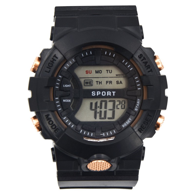 [COD] Jam Tangan Rubber Digital Sport Bulat Wanita Dan Pria Fashion Gaya Korea Import-44-9 Hitam