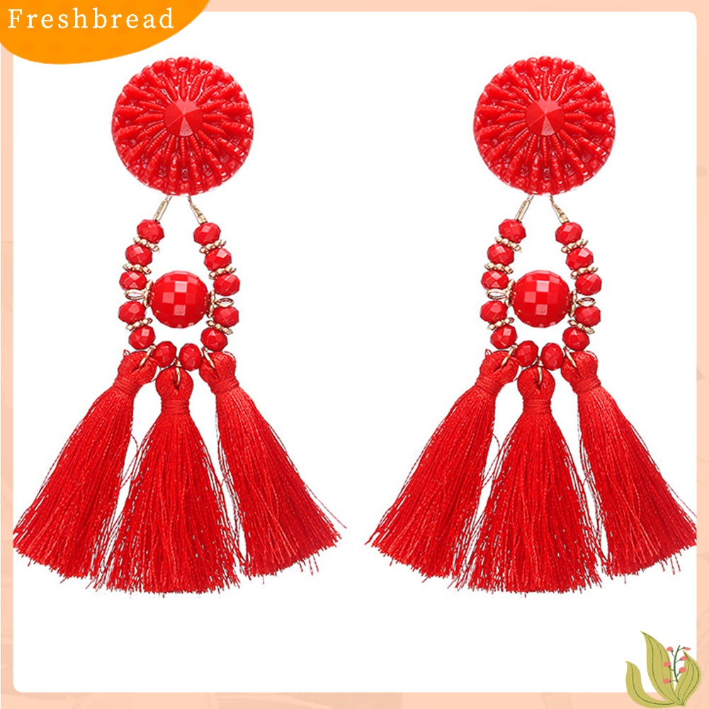 Terlaris Vintage Ethnic Beaded Long Tassel Dangle Statement Earrings Women Jewelry Gift