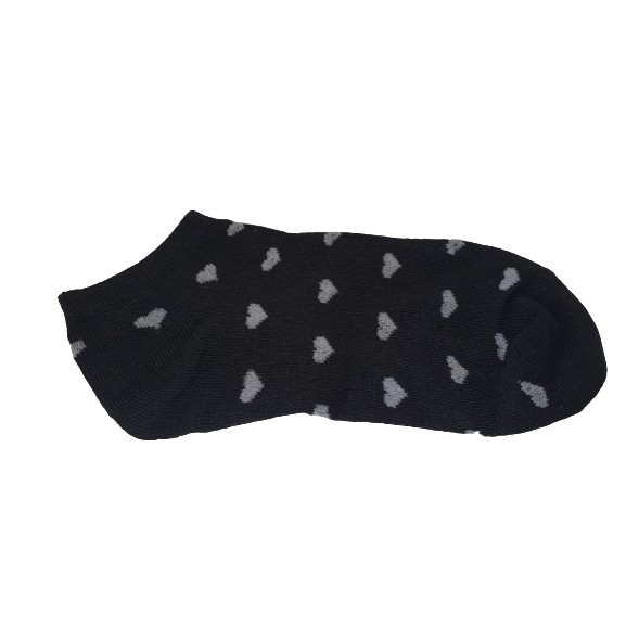 Kaos Kaki Ankle Kaos Kaki Pendek Motif Garis Kaos Kaki Pria Wanita-HItam Love