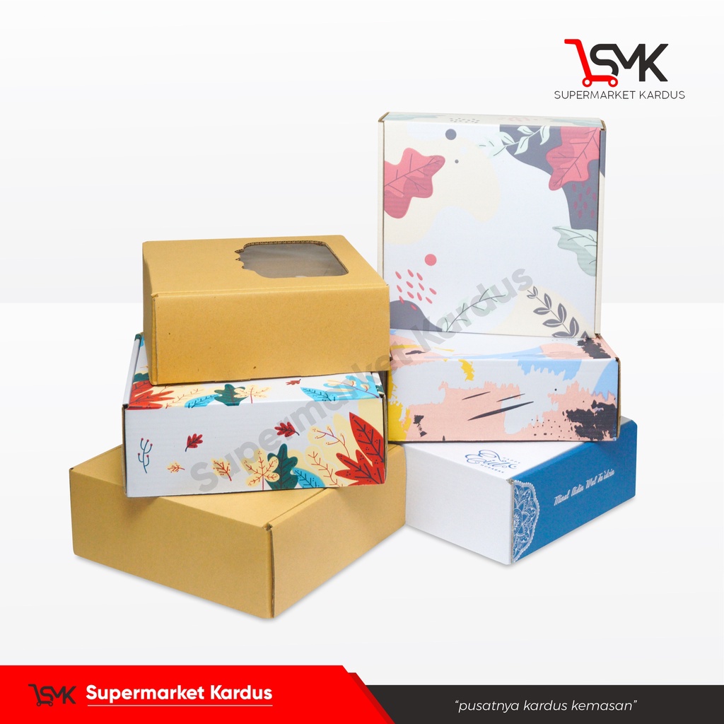 

Box 27x27x10 cm (Puding) kardus/Karton/Paking/Polos/Hampers/Boneka/Tart/floral/abstrak/tinggi10