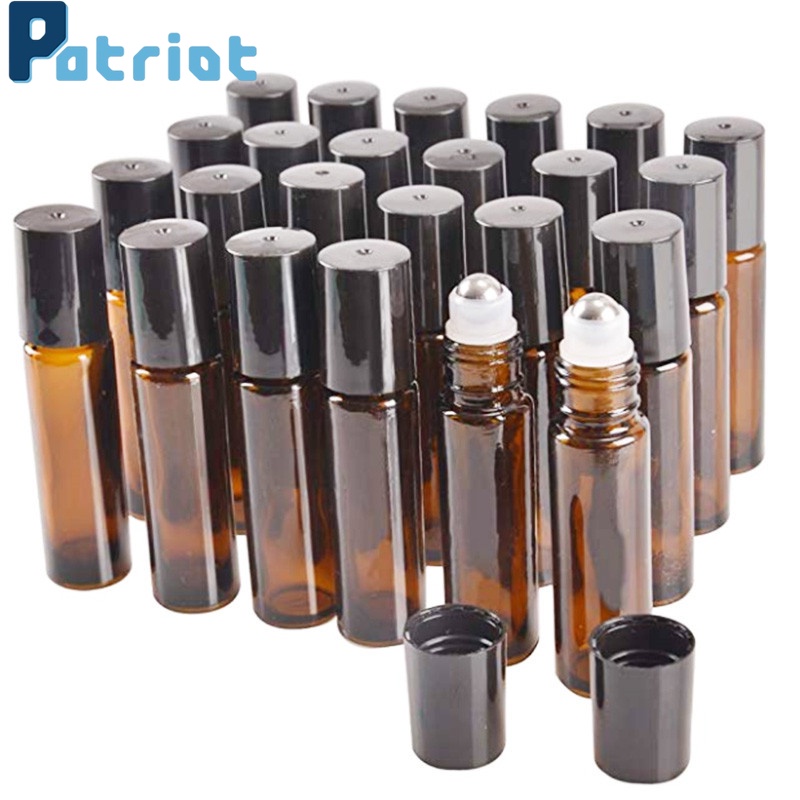 10ml Empty Amber Glass Bottle with Stainless Steel Metal Ball / Portable Perfume Container Glass Bottles Refillable Bottl