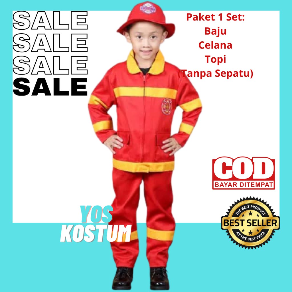 Seragam Profesi Anak Pemadam Kostum Setelan Damkar Cowok Baju Kijang Laki Laki