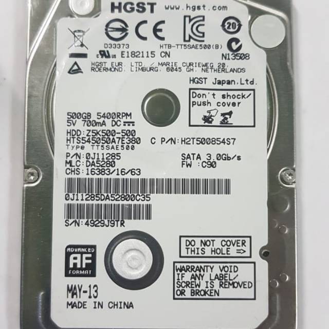 Hardisk laptop merk Hitachi 500GB second kondisi ok