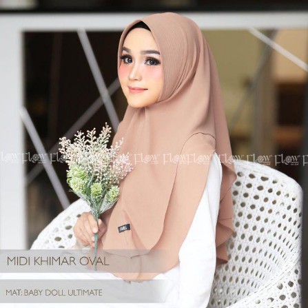 jilbab khimar Midi oval ORI FLOW / jilbab instant / hijab terbaru / khimar 2 layer/ jilbab hari raya-5