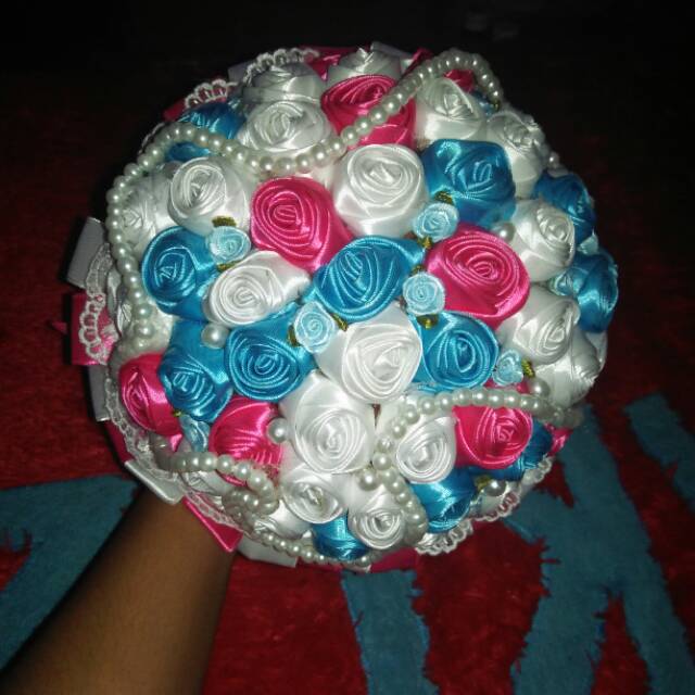 Buket bunga pengantin dan wisuda bunga tangan murah putih kombinasi