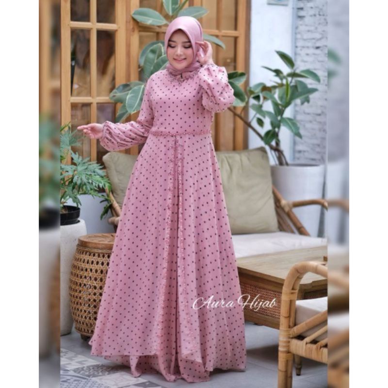 rosela gamis polkadot by AURA HIJAB