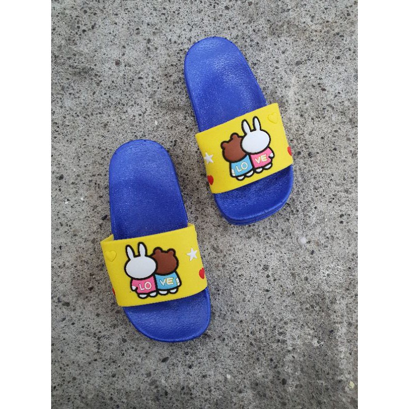 SANDAL ANAK PEREMPUAN A02 LINE BROWN CONY KARET SENDAL SELOP BERUANG