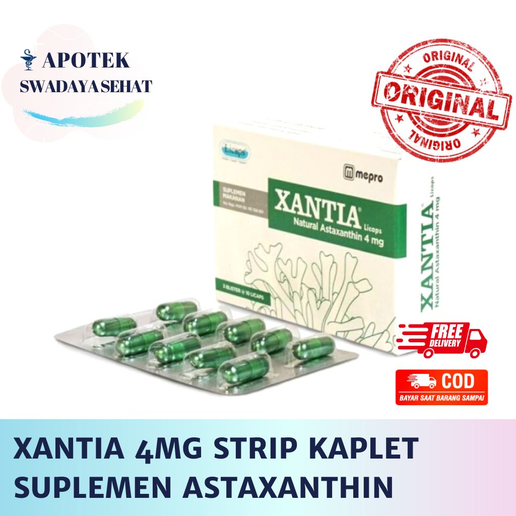 XANTIA 4 MG Strip Kapsul - Natural Astaxanthin - Suplemen Antioxidan Kesehatan