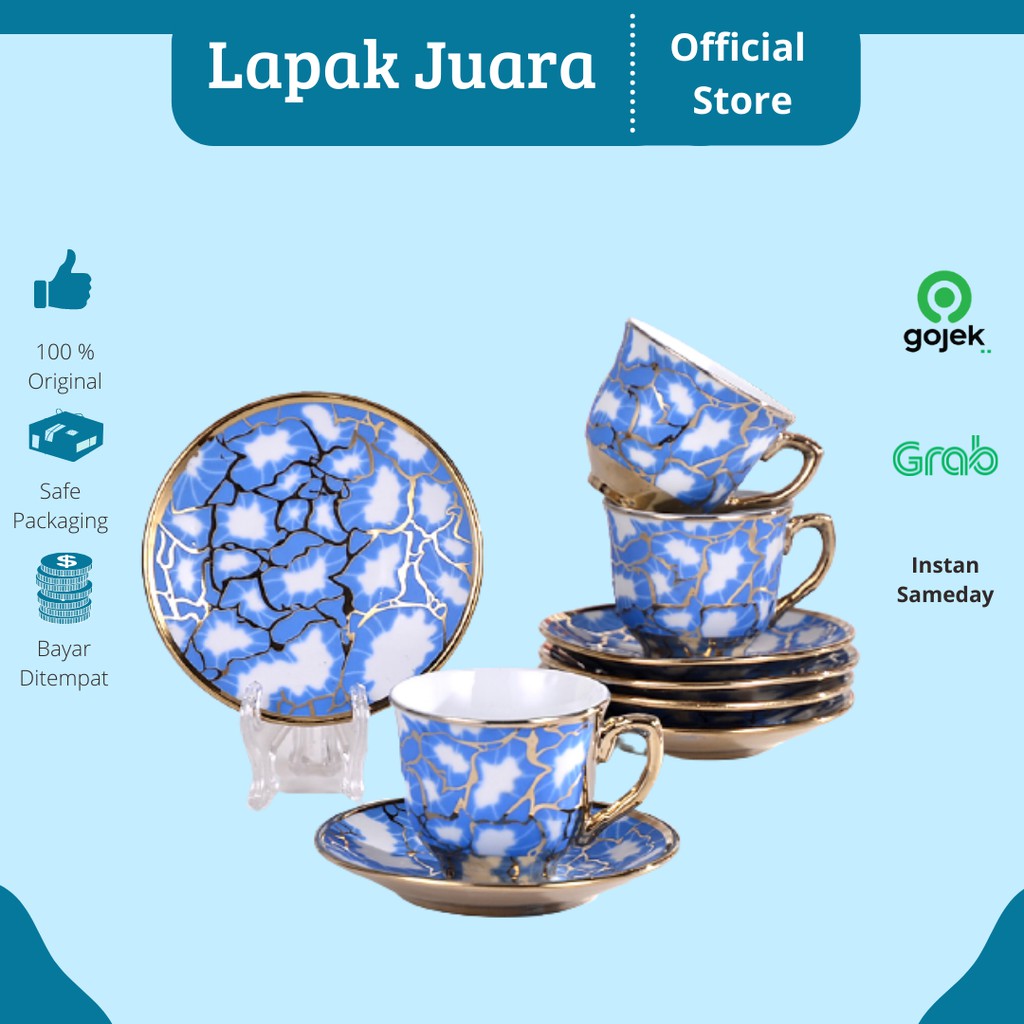 Gelas Set  6 in | Set Gelas Keramik Set | Cangkir Set Murah | Gelas Kopi | SUNFILI Cangkir Teko Kera