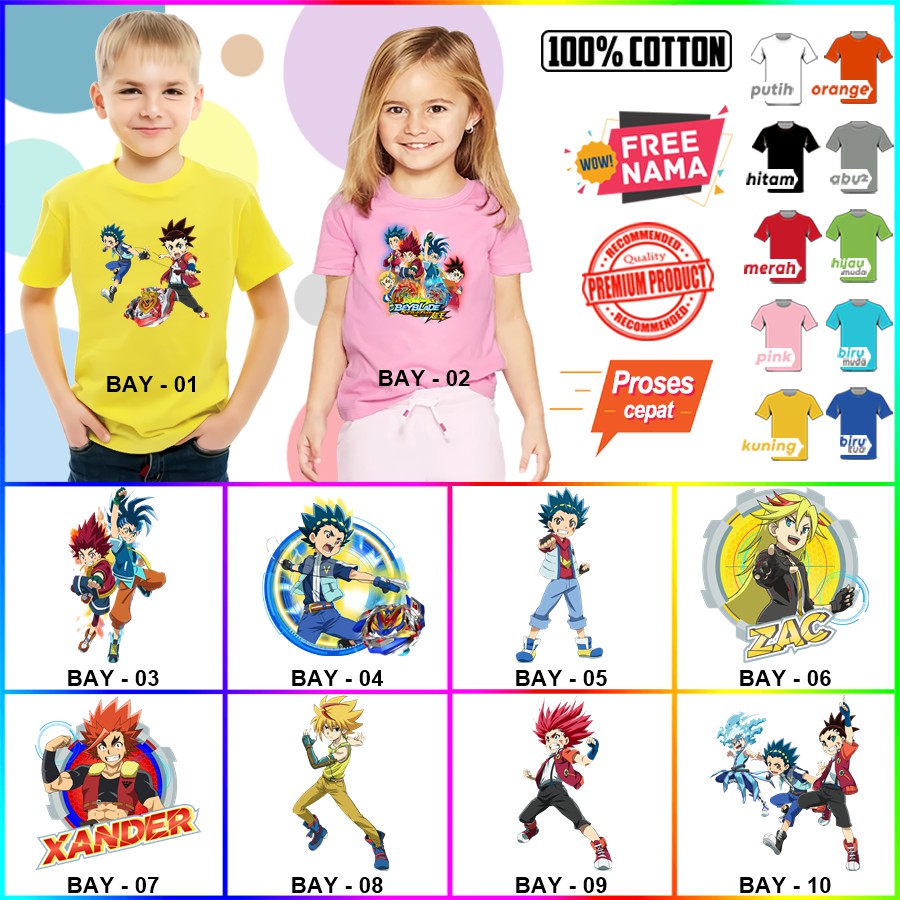 Baju Kaos ANAK DAN DEWASA BEYBLADE COUPLE (FREE NAMA)