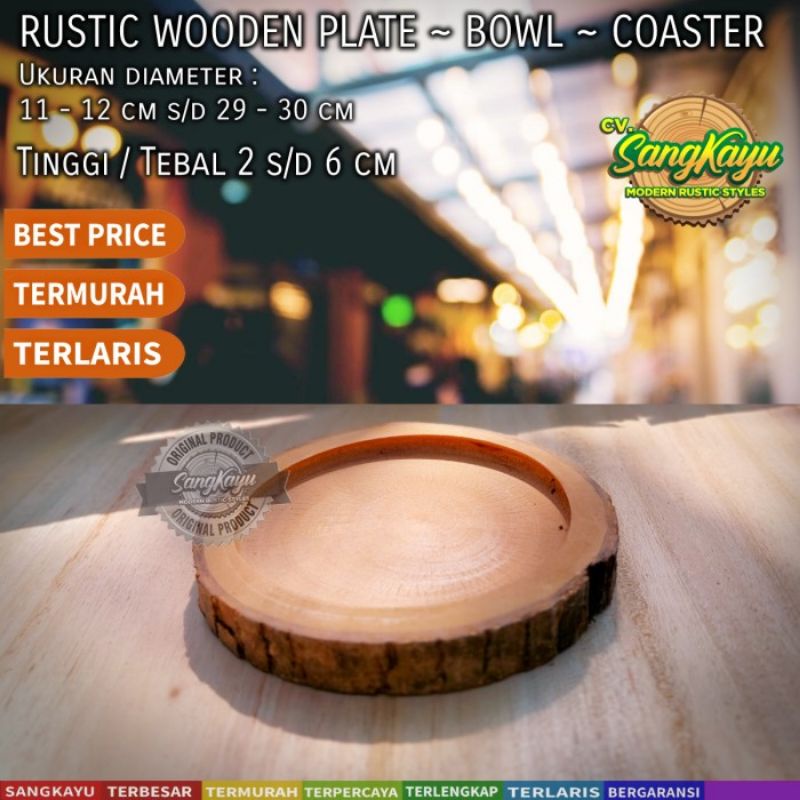 Mangkok rustic tatakan nampan kayu piring asbak kayu bowl tray coaster