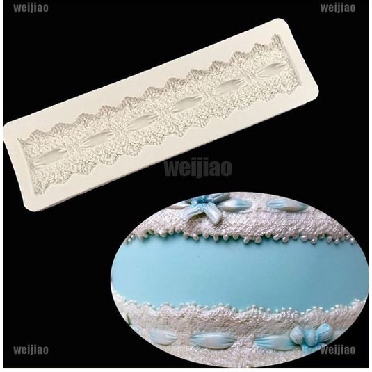 3D Silicon Mold Fondant Cake Decoration - Ribbon Lace 17x4.5cm