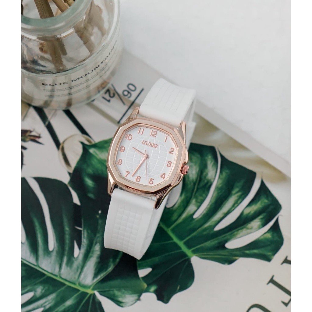 BAJ Jam Tangan Quartz Strap Rubber PU Analog Casual Gaya Retro Wanita Persegi Watch Korean Fashion Body Polos RM045