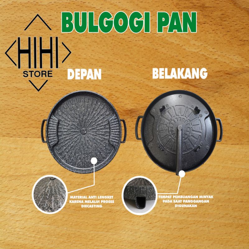 Bulgogi Pan 32cm Grill Marble Panggangan BBQ TANPA TUTUP KACA - Bulgogi Pan 32 cm