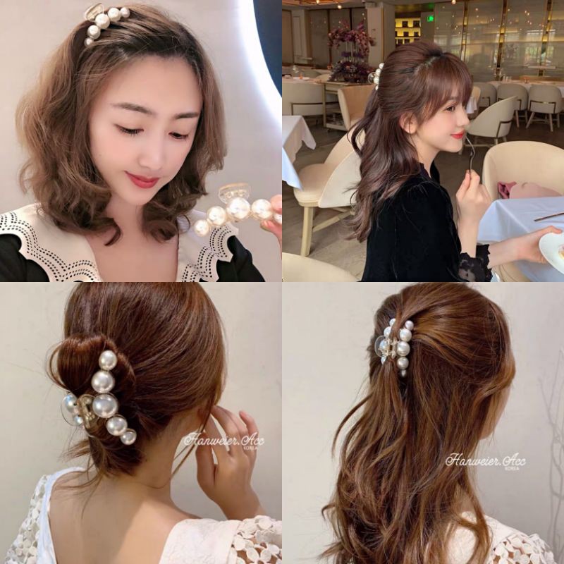 jepit rambut mutiara wanita korea salon mutiara