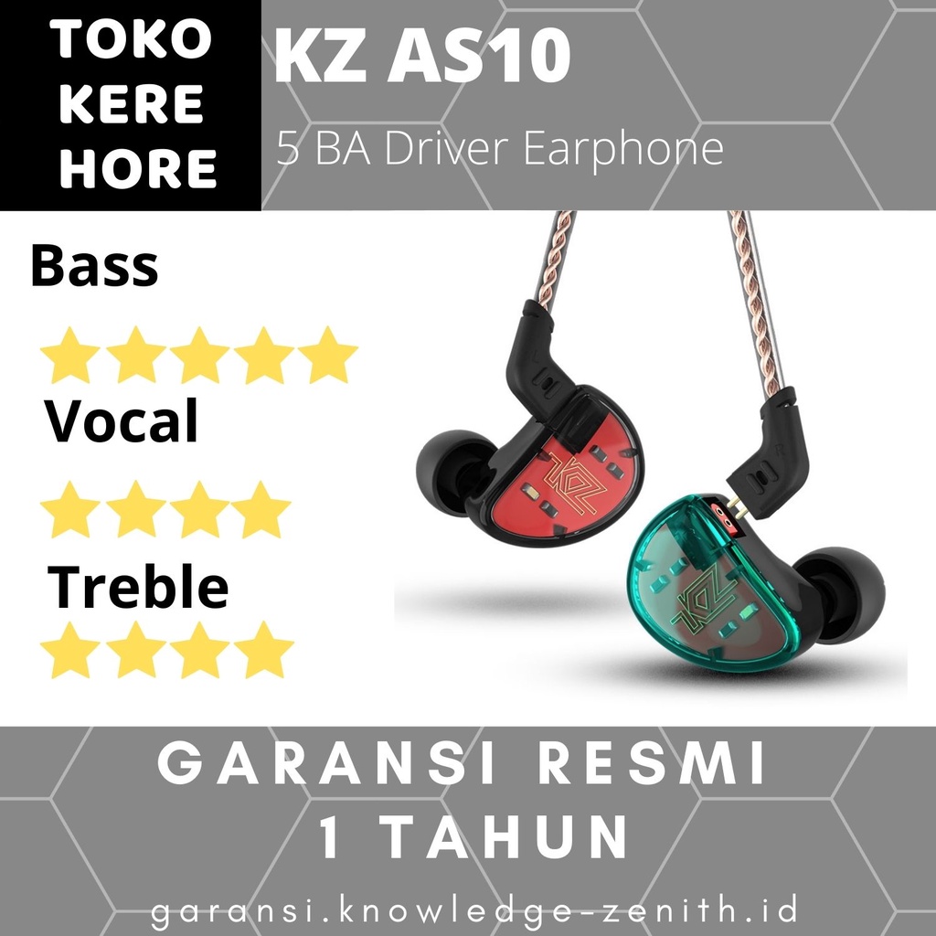 Knowledge Zenith KZ AS10 - In Ear Earphone - HYBRID 5 DRIVER