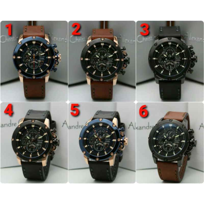 ORIGINAL GARANSI RESMI 1 TAHUN JAM TANGAN PRIA ALEXANDRE CHRISTIE KULIT STRAP ARLOJI WATCH COWOK ALE
