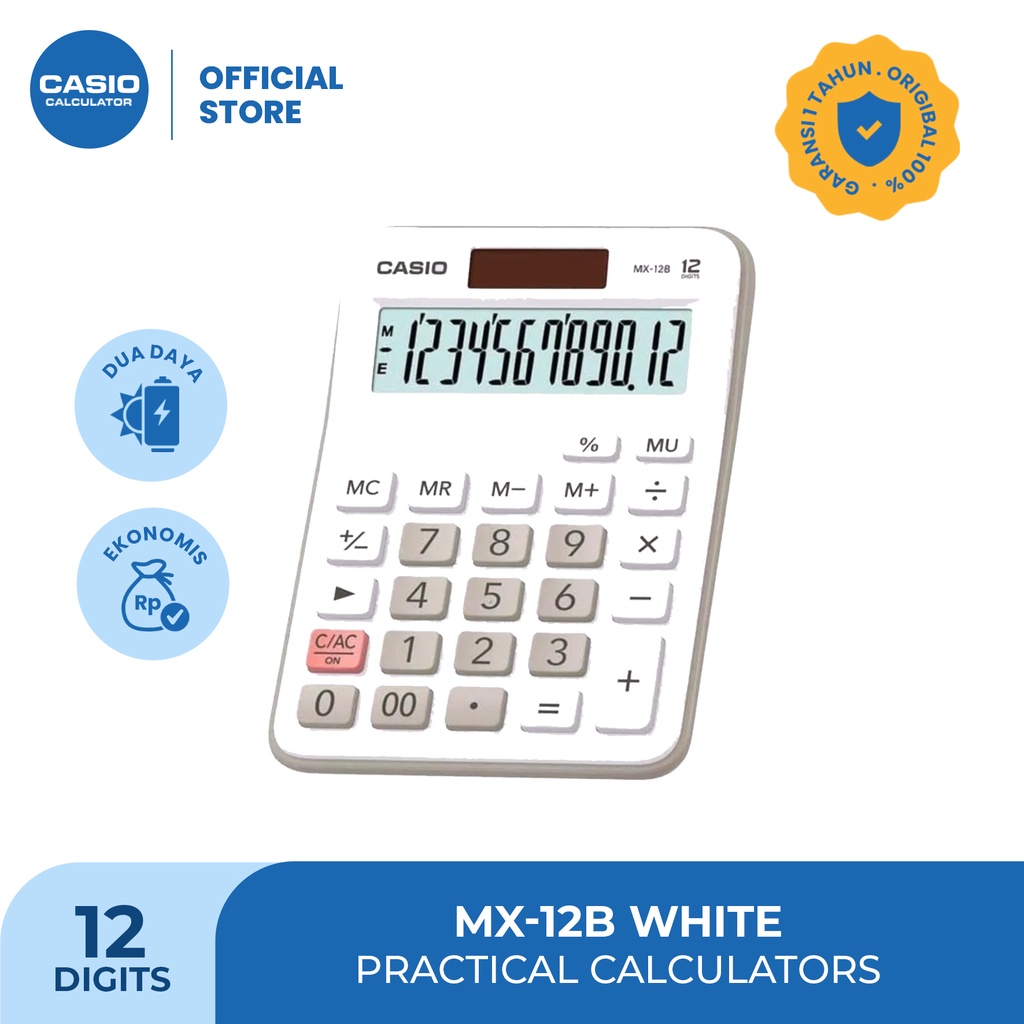 

CASIO MX-12B - Putih - Kalkulator Toko/Dagang - Standard - 12 digit