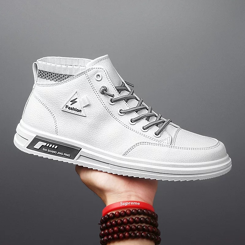 Sepatu Pria Kasual Canvas Import High and Elegan White