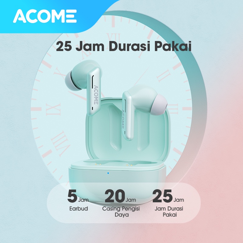 Acome True Wireless Earbuds Headset Bluetooth 5.3 TWS LED Garansi Resmi 1 Tahun Airdots T6