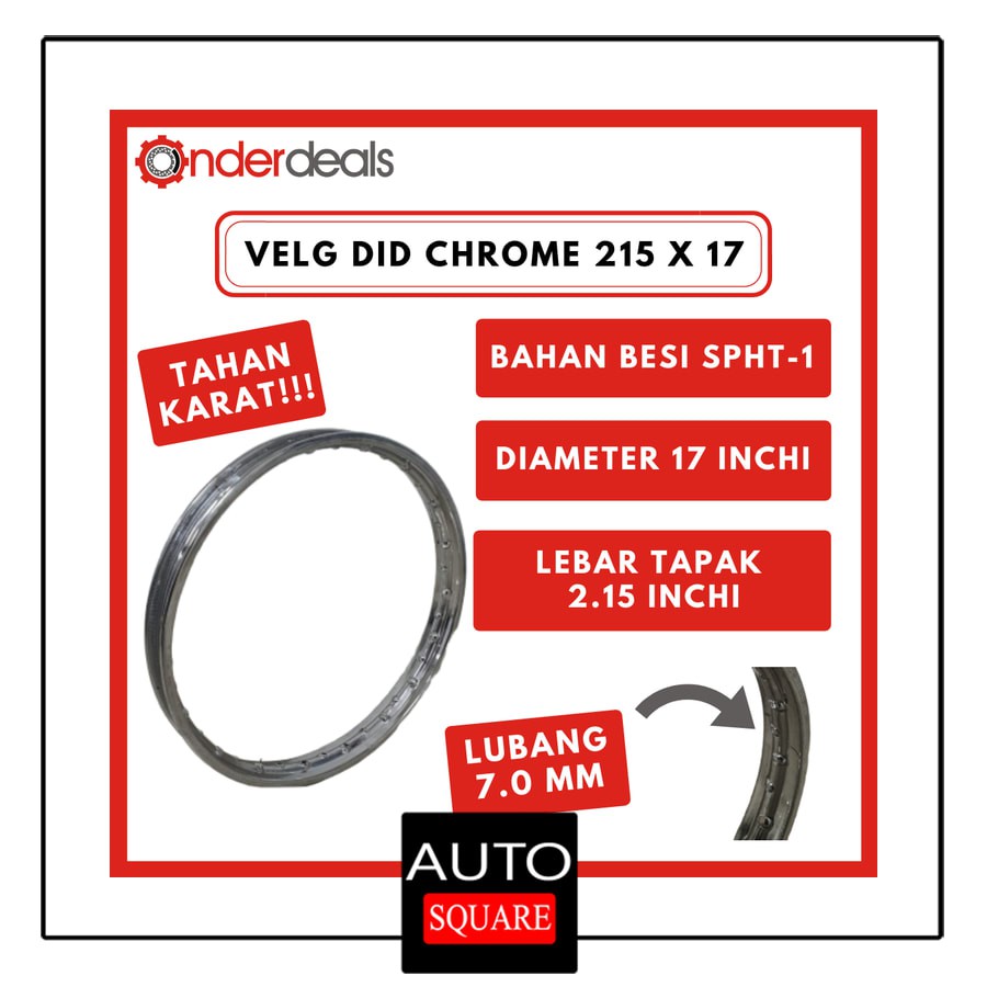 (PROMO) DID Velg Motor Lebar 215 Diameter Ring 17 Chrome