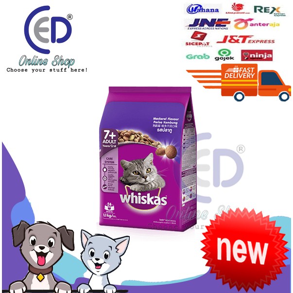 MAKANAN KUCING WHISKAS MACKEREL SENIOR 1.1KG