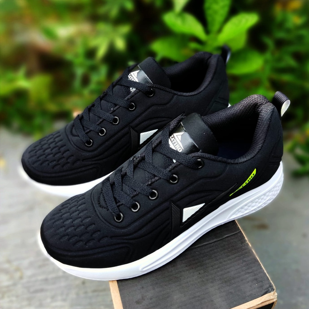 Sepatu Sekolah Running Hitam Putih Full. Spatu Running Zatiro Spot Tob Casual Sneakers Pria Wanita K