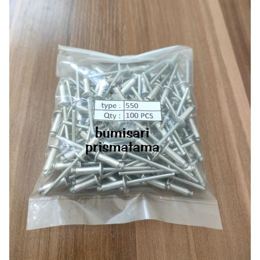 Paku Rivet Alumunium 550 (4 x 12,7 mm) Per pack isi 100