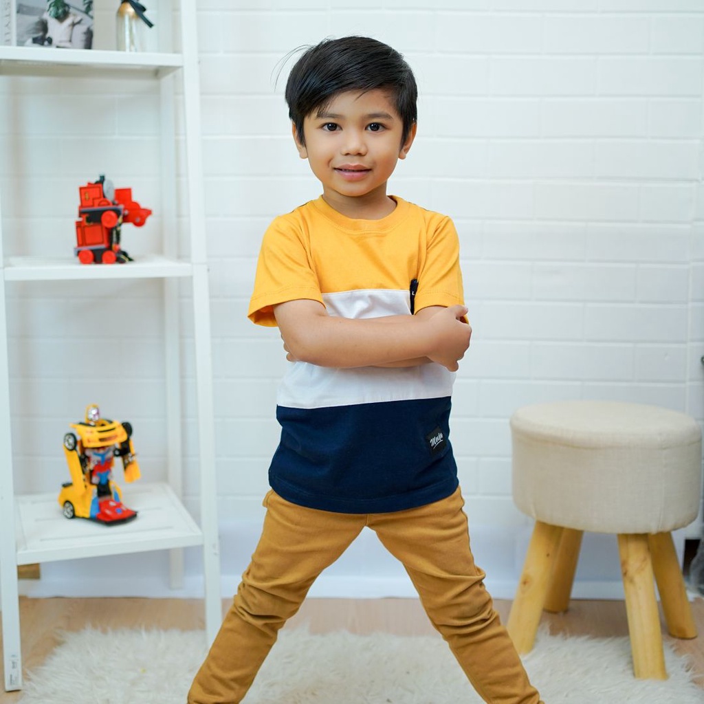 Kaos Anak Laki - laki Premium Original Premium Branded | Mevla Kids - Sakha Mustard