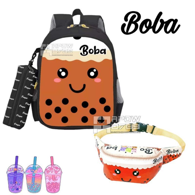 Tas Ransel Anak Perempuan 2IN1/ Tas BOBA Anak Sekolah TK-SD + Gratis Waistbag