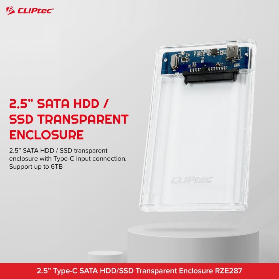Case Enclosure HDD SSD CLIPtec RZE287 SATA 2.5" USB-C 3.1 - RZE 287