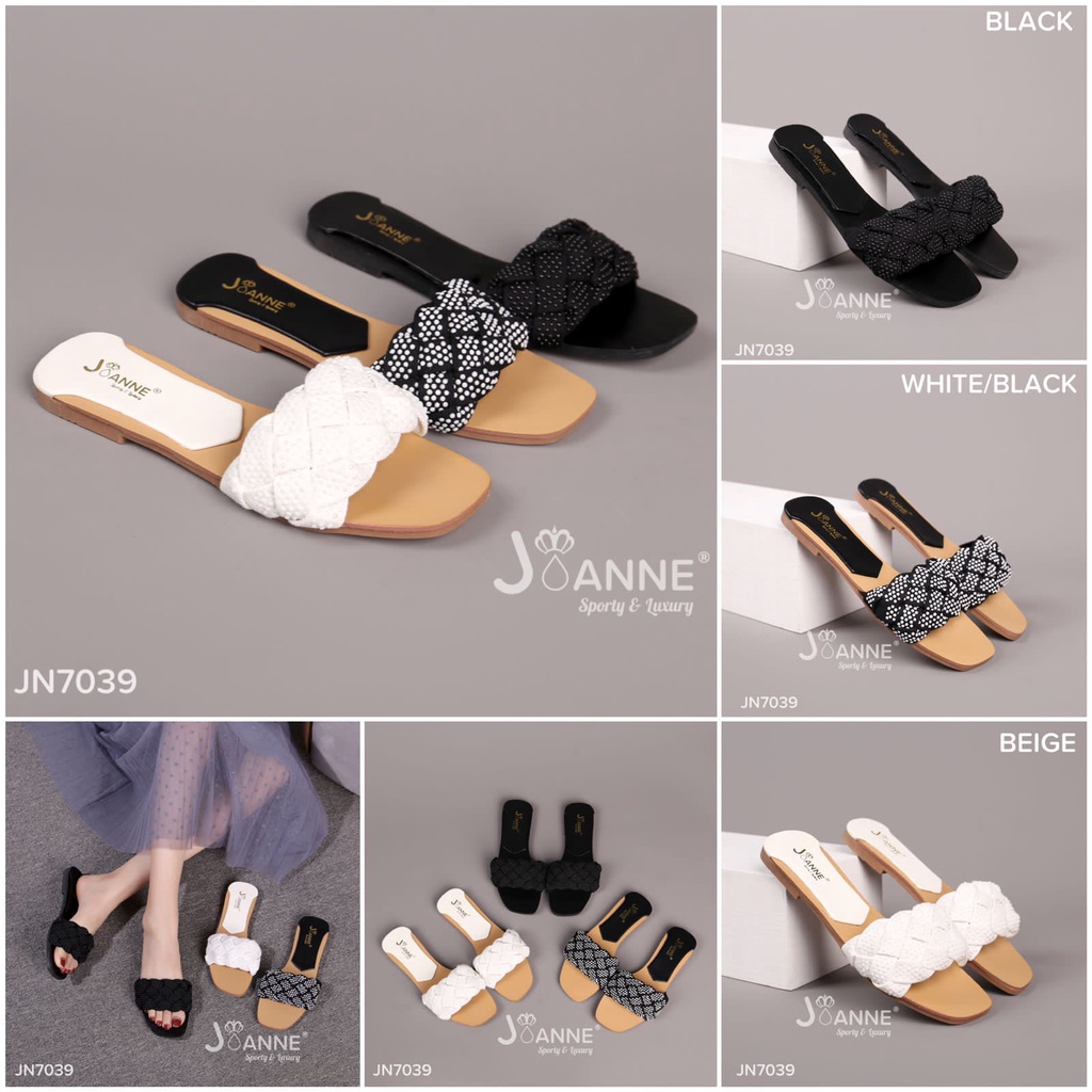 JOANNE Pearl Woven Slide Sandals Sling Kepang #JN7039 ORIGINAL