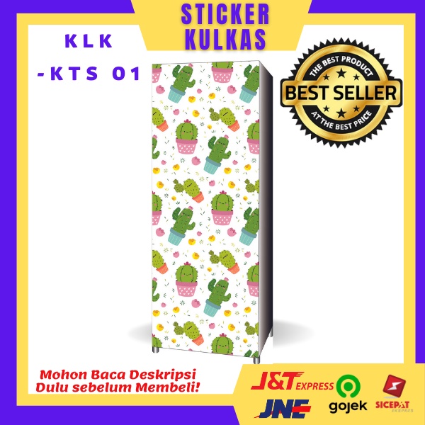 Sticker Kulkas 1Pintu motif KAKTUS/KLK1P-KTS/Printing hires/Surabaya
