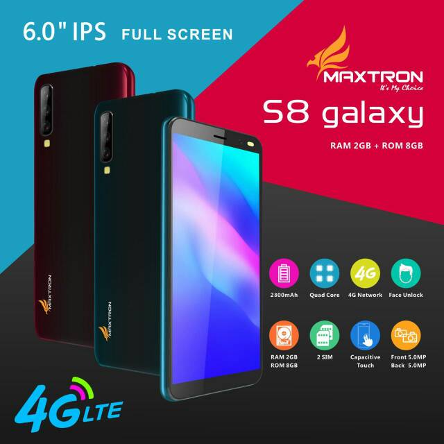[NEW 2019] MAXTRON S8 GALAXY 4G. Ram 2Gb, Layar 6.0"