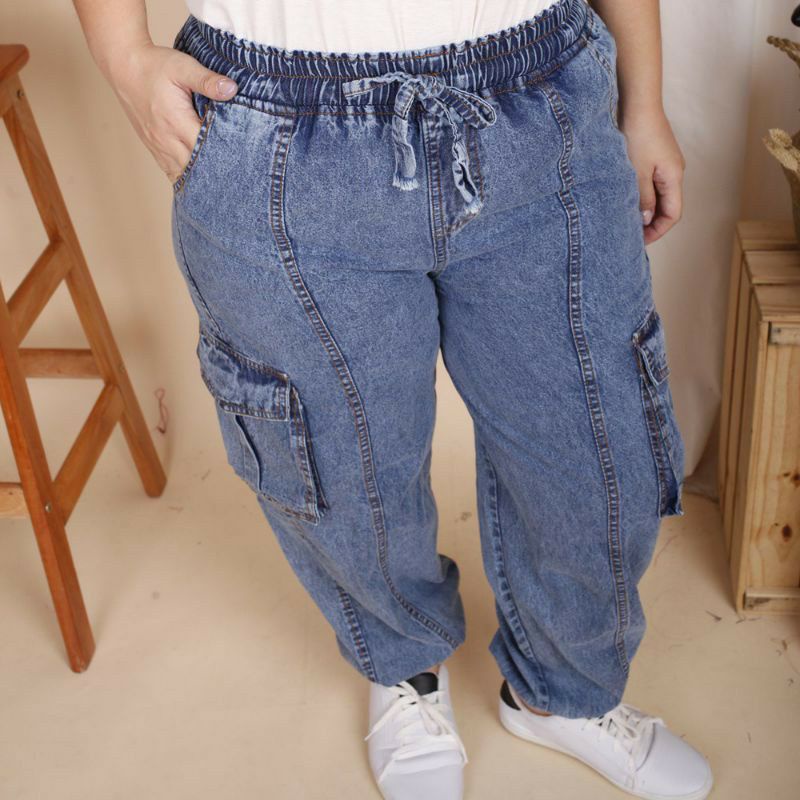 Celana Baggy Jeans Wanita Jumbo Big Size XXL 4L 6L 8L BB 130Kg