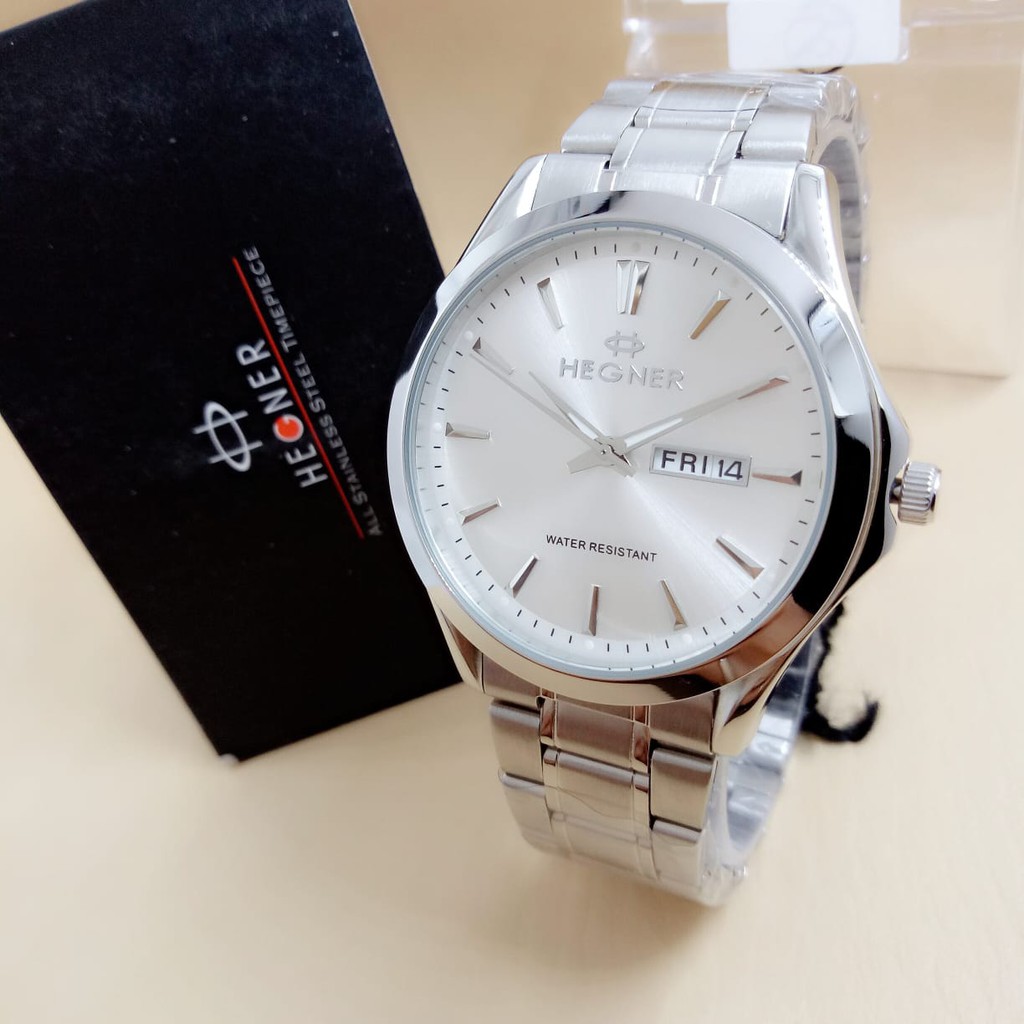 Hegner 8009 - Jam Tangan Pria Formal Murah - Stainless Steel - Analog Quartz - Anti Air - Original